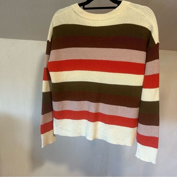 Madewell Patch Pocket Crewneck Striped Pullover Sweater in Walton Stripe J8781 - Picture 7 of 8